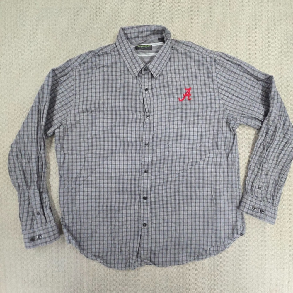 John Bartlett Alabama Crimson Tide Shirt XL Gray Check Long Sleeve SEC Football